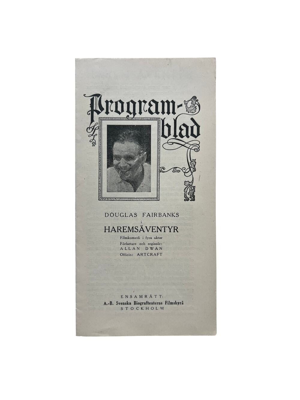 RARE Swedish 1920 Douglas Fairbanks Program from 1918 Bound in Morocco Hollywood